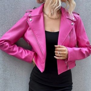 BARBIE GIRL Hot Pink Vegan Leather Jacket